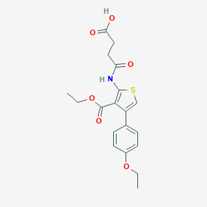 molecular formula C19H21NO6S B444653 4-{[3-(Ethoxycarbonyl)-4-(4-ethoxyphenyl)-2-thienyl]amino}-4-oxobutanoic acid 