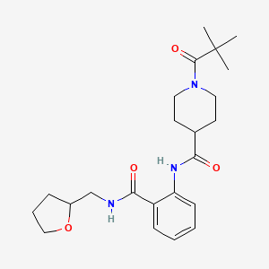 molecular formula C23H33N3O4 B4446566 1-(2,2-dimethylpropanoyl)-N-(2-{[(tetrahydro-2-furanylmethyl)amino]carbonyl}phenyl)-4-piperidinecarboxamide 