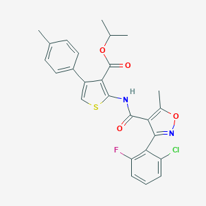 molecular formula C26H22ClFN2O4S B444657 Isopropyl 2-({[3-(2-chloro-6-fluorophenyl)-5-methyl-4-isoxazolyl]carbonyl}amino)-4-(4-methylphenyl)-3-thiophenecarboxylate 