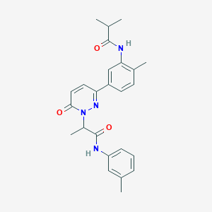 molecular formula C25H28N4O3 B4446574 2-[3-[3-(isobutyrylamino)-4-methylphenyl]-6-oxo-1(6H)-pyridazinyl]-N-(3-methylphenyl)propanamide 