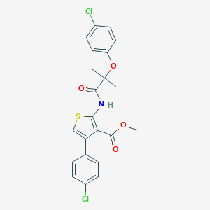 molecular formula C22H19Cl2NO4S B444659 Methyl 2-{[2-(4-chlorophenoxy)-2-methylpropanoyl]amino}-4-(4-chlorophenyl)-3-thiophenecarboxylate 