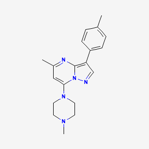 molecular formula C19H23N5 B4446599 5-methyl-3-(4-methylphenyl)-7-(4-methyl-1-piperazinyl)pyrazolo[1,5-a]pyrimidine 