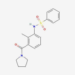 molecular formula C18H20N2O3S B4446638 N-[2-methyl-3-(1-pyrrolidinylcarbonyl)phenyl]benzenesulfonamide 