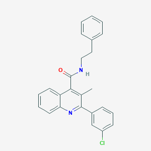 molecular formula C25H21ClN2O B444664 2-(3-chlorophenyl)-3-methyl-N-(2-phenylethyl)-4-quinolinecarboxamide 