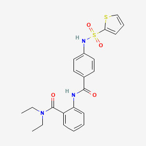 molecular formula C22H23N3O4S2 B4446686 N,N-diethyl-2-({4-[(2-thienylsulfonyl)amino]benzoyl}amino)benzamide 