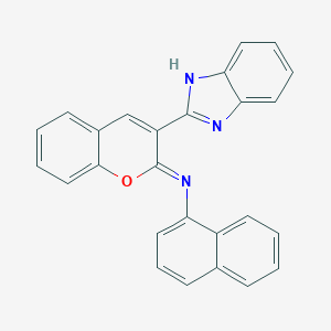 molecular formula C26H17N3O B444671 3-(1H-ベンゾイミダゾール-2-イル)-N-ナフタレン-1-イルクロメン-2-イミン CAS No. 313243-13-9