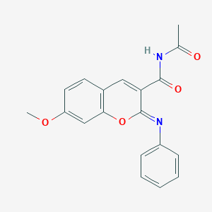 N-acetyl-7-methoxy-2-phenyliminochromene-3-carboxamide