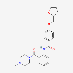 molecular formula C24H29N3O4 B4446731 N-{2-[(4-methyl-1-piperazinyl)carbonyl]phenyl}-4-(tetrahydro-2-furanylmethoxy)benzamide 