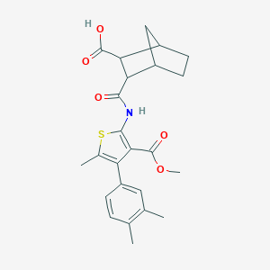 molecular formula C24H27NO5S B444679 3-({[4-(3,4-Dimethylphenyl)-3-(methoxycarbonyl)-5-methyl-2-thienyl]amino}carbonyl)bicyclo[2.2.1]heptane-2-carboxylic acid 
