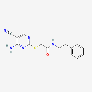 molecular formula C15H15N5OS B4446793 2-[(4-amino-5-cyano-2-pyrimidinyl)thio]-N-(2-phenylethyl)acetamide 