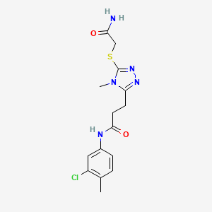 molecular formula C15H18ClN5O2S B4446852 3-{5-[(2-amino-2-oxoethyl)thio]-4-methyl-4H-1,2,4-triazol-3-yl}-N-(3-chloro-4-methylphenyl)propanamide 