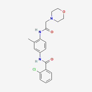 molecular formula C20H22ClN3O3 B4446917 2-chloro-N-{3-methyl-4-[(4-morpholinylacetyl)amino]phenyl}benzamide 