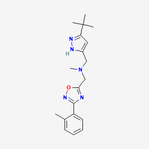 molecular formula C19H25N5O B4446933 1-(3-tert-butyl-1H-pyrazol-5-yl)-N-methyl-N-{[3-(2-methylphenyl)-1,2,4-oxadiazol-5-yl]methyl}methanamine 