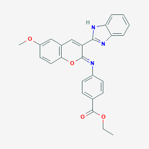 molecular formula C26H21N3O4 B444699 Ethyl 4-{[(2z)-3-(1h-benzimidazol-2-yl)-6-methoxy-2h-chromen-2-ylidene]amino}benzoate 
