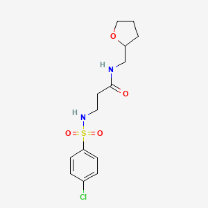 molecular formula C14H19ClN2O4S B4446991 N~3~-[(4-chlorophenyl)sulfonyl]-N~1~-(tetrahydro-2-furanylmethyl)-beta-alaninamide 