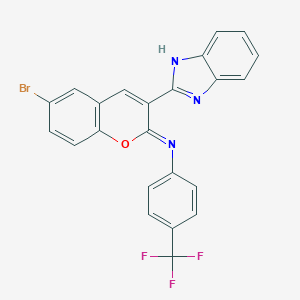molecular formula C23H13BrF3N3O B444700 N-[3-(1H-benzimidazol-2-yl)-6-bromo-2H-chromen-2-ylidene]-N-[4-(trifluoromethyl)phenyl]amine 