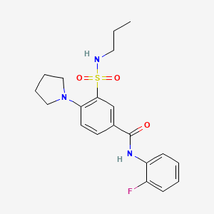 molecular formula C20H24FN3O3S B4447025 N-(2-fluorophenyl)-3-[(propylamino)sulfonyl]-4-(1-pyrrolidinyl)benzamide 