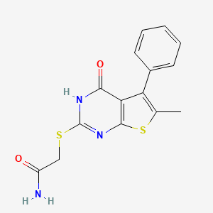 molecular formula C15H13N3O2S2 B4447034 2-[(6-methyl-4-oxo-5-phenyl-3,4-dihydrothieno[2,3-d]pyrimidin-2-yl)thio]acetamide 