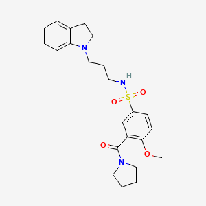 molecular formula C23H29N3O4S B4447035 N-[3-(2,3-dihydro-1H-indol-1-yl)propyl]-4-methoxy-3-(1-pyrrolidinylcarbonyl)benzenesulfonamide 