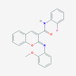 molecular formula C23H17FN2O3 B444704 (2Z)-N-(2-fluorophenyl)-2-[(2-methoxyphenyl)imino]-2H-chromene-3-carboxamide 