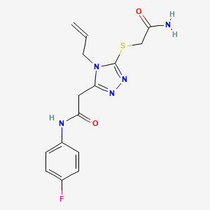 molecular formula C15H16FN5O2S B4447040 2-{4-allyl-5-[(2-amino-2-oxoethyl)thio]-4H-1,2,4-triazol-3-yl}-N-(4-fluorophenyl)acetamide 