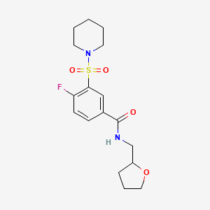 molecular formula C17H23FN2O4S B4447054 4-fluoro-3-(1-piperidinylsulfonyl)-N-(tetrahydro-2-furanylmethyl)benzamide 