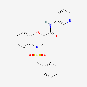 molecular formula C21H19N3O4S B4447082 4-(benzylsulfonyl)-N-3-pyridinyl-3,4-dihydro-2H-1,4-benzoxazine-2-carboxamide 