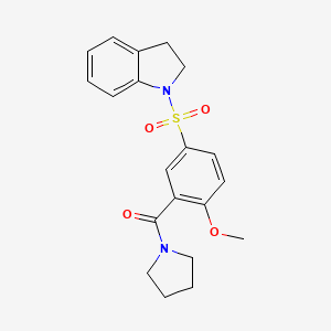 molecular formula C20H22N2O4S B4447094 1-{[4-methoxy-3-(1-pyrrolidinylcarbonyl)phenyl]sulfonyl}indoline 