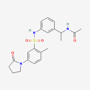 molecular formula C21H25N3O4S B4447159 N-{1-[3-({[2-methyl-5-(2-oxo-1-pyrrolidinyl)phenyl]sulfonyl}amino)phenyl]ethyl}acetamide 