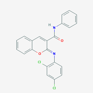 molecular formula C22H14Cl2N2O2 B444717 (2Z)-2-[(2,4-dichlorophenyl)imino]-N-phenyl-2H-chromene-3-carboxamide 
