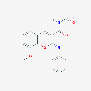 (2Z)-N-acetyl-8-ethoxy-2-[(4-methylphenyl)imino]-2H-chromene-3-carboxamide