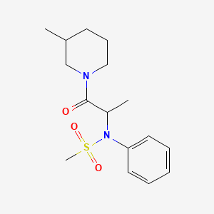 molecular formula C16H24N2O3S B4447197 N-[1-methyl-2-(3-methyl-1-piperidinyl)-2-oxoethyl]-N-phenylmethanesulfonamide 
