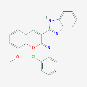 molecular formula C23H16ClN3O2 B444728 N-[3-(1H-benzimidazol-2-yl)-8-methoxy-2H-chromen-2-ylidene]-N-(2-chlorophenyl)amine 