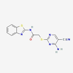 molecular formula C14H10N6OS2 B4447293 2-[(4-amino-5-cyano-2-pyrimidinyl)thio]-N-1,3-benzothiazol-2-ylacetamide 