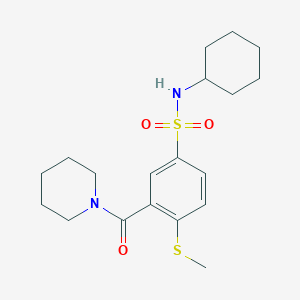 molecular formula C19H28N2O3S2 B4447320 N-cyclohexyl-4-(methylthio)-3-(1-piperidinylcarbonyl)benzenesulfonamide 