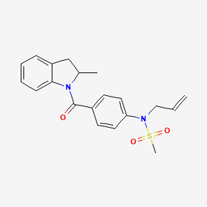 molecular formula C20H22N2O3S B4447345 N-allyl-N-{4-[(2-methyl-2,3-dihydro-1H-indol-1-yl)carbonyl]phenyl}methanesulfonamide 