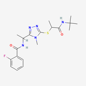 molecular formula C19H26FN5O2S B4447359 N-[1-(5-{[1-(tert-butylamino)-1-oxopropan-2-yl]sulfanyl}-4-methyl-4H-1,2,4-triazol-3-yl)ethyl]-2-fluorobenzamide 