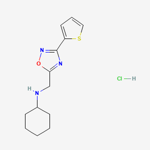 molecular formula C13H18ClN3OS B4447395 N-[(3-thiophen-2-yl-1,2,4-oxadiazol-5-yl)methyl]cyclohexanamine;hydrochloride 