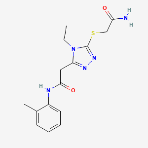 2-{5-[(2-amino-2-oxoethyl)sulfanyl]-4-ethyl-4H-1,2,4-triazol-3-yl}-N-(2-methylphenyl)acetamide