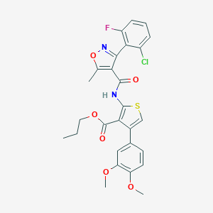 Propyl 2-({[3-(2-chloro-6-fluorophenyl)-5-methyl-4-isoxazolyl]carbonyl}amino)-4-(3,4-dimethoxyphenyl)-3-thiophenecarboxylate