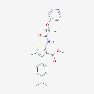 molecular formula C25H27NO4S B444745 Methyl 4-(4-isopropylphenyl)-5-methyl-2-[(2-phenoxypropanoyl)amino]-3-thiophenecarboxylate 