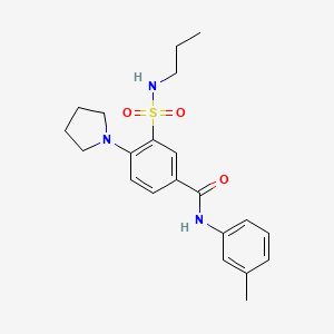 molecular formula C21H27N3O3S B4447475 N-(3-methylphenyl)-3-(propylsulfamoyl)-4-pyrrolidin-1-ylbenzamide 