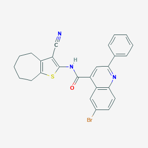 6-bromo-N-(3-cyano-5,6,7,8-tetrahydro-4H-cyclohepta[b]thiophen-2-yl)-2-phenylquinoline-4-carboxamide