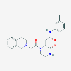 molecular formula C24H28N4O3 B4447488 2-[1-(3,4-dihydroisoquinolin-2(1H)-ylacetyl)-3-oxopiperazin-2-yl]-N-(3-methylphenyl)acetamide 