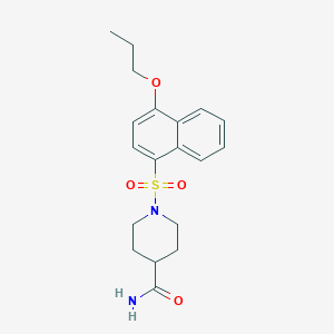 molecular formula C19H24N2O4S B4447498 1-(4-Propoxynaphthalen-1-yl)sulfonylpiperidine-4-carboxamide 