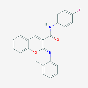 (2Z)-N-(4-fluorophenyl)-2-[(2-methylphenyl)imino]-2H-chromene-3-carboxamide