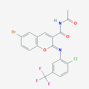 molecular formula C19H11BrClF3N2O3 B444752 N-acetyl-6-bromo-2-{[2-chloro-5-(trifluoromethyl)phenyl]imino}-2H-chromene-3-carboxamide 