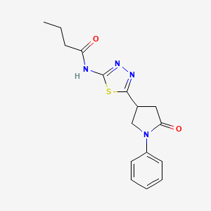 molecular formula C16H18N4O2S B4447560 N-[5-(5-oxo-1-phenylpyrrolidin-3-yl)-1,3,4-thiadiazol-2-yl]butanamide 