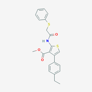 molecular formula C22H21NO3S2 B444757 Methyl 4-(4-ethylphenyl)-2-{[(phenylsulfanyl)acetyl]amino}-3-thiophenecarboxylate 