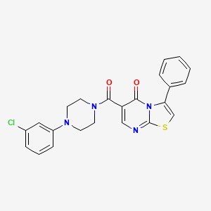 molecular formula C23H19ClN4O2S B4447584 6-{[4-(3-chlorophenyl)-1-piperazinyl]carbonyl}-3-phenyl-5H-[1,3]thiazolo[3,2-a]pyrimidin-5-one 